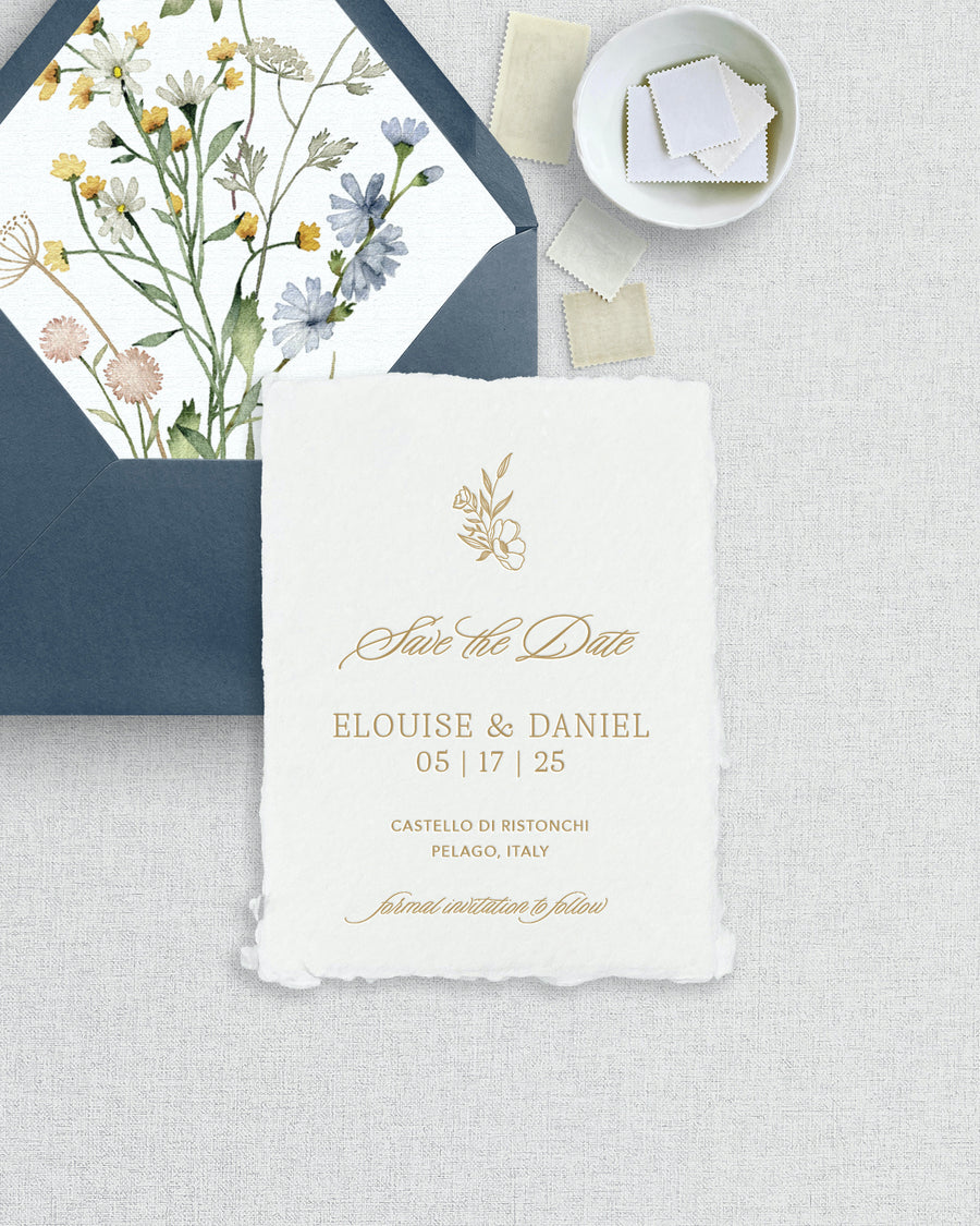 Elouise |  Letterpress Save the Date on Handmade Paper
