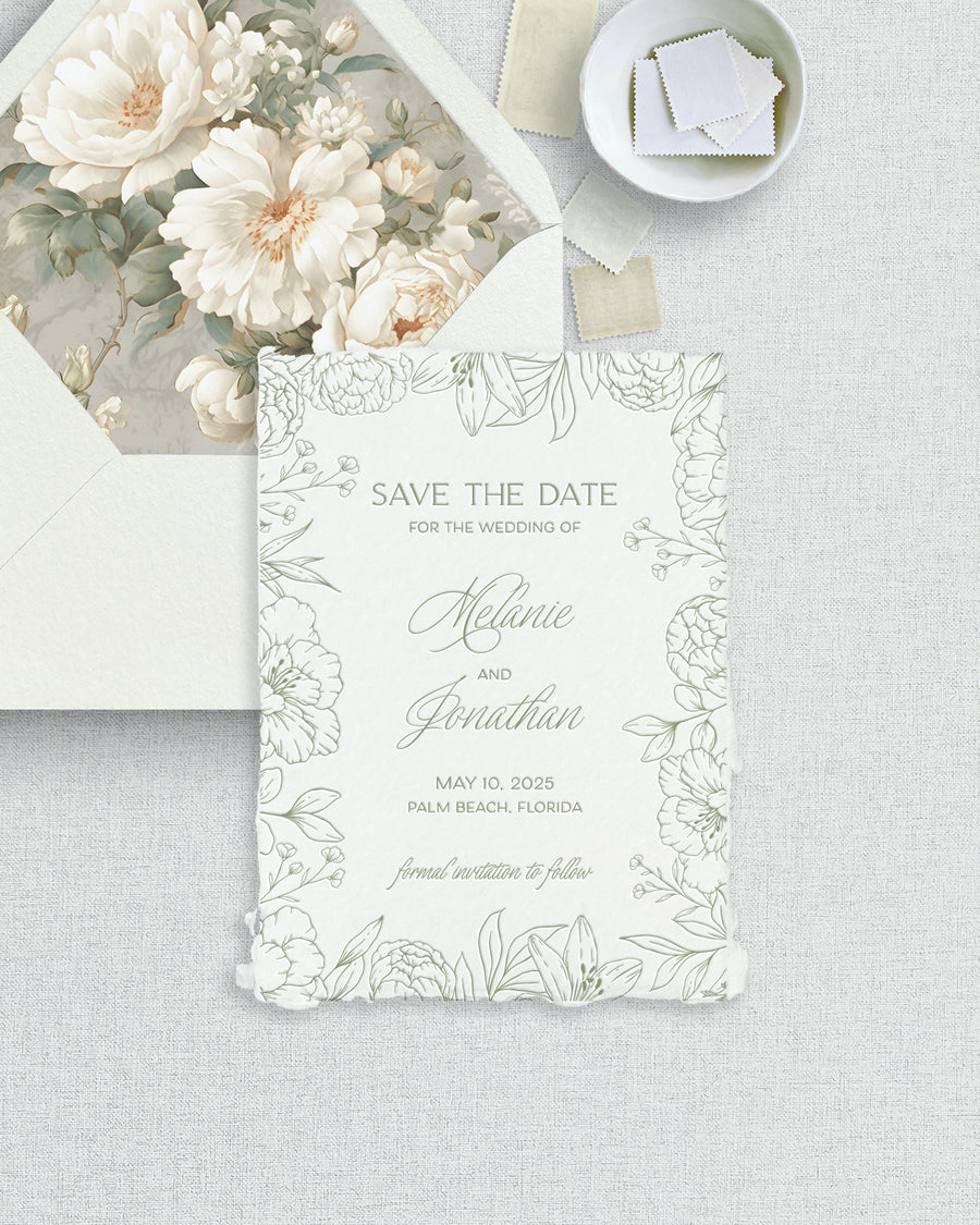 Melanie |  Letterpress Save the Date on Handmade Paper