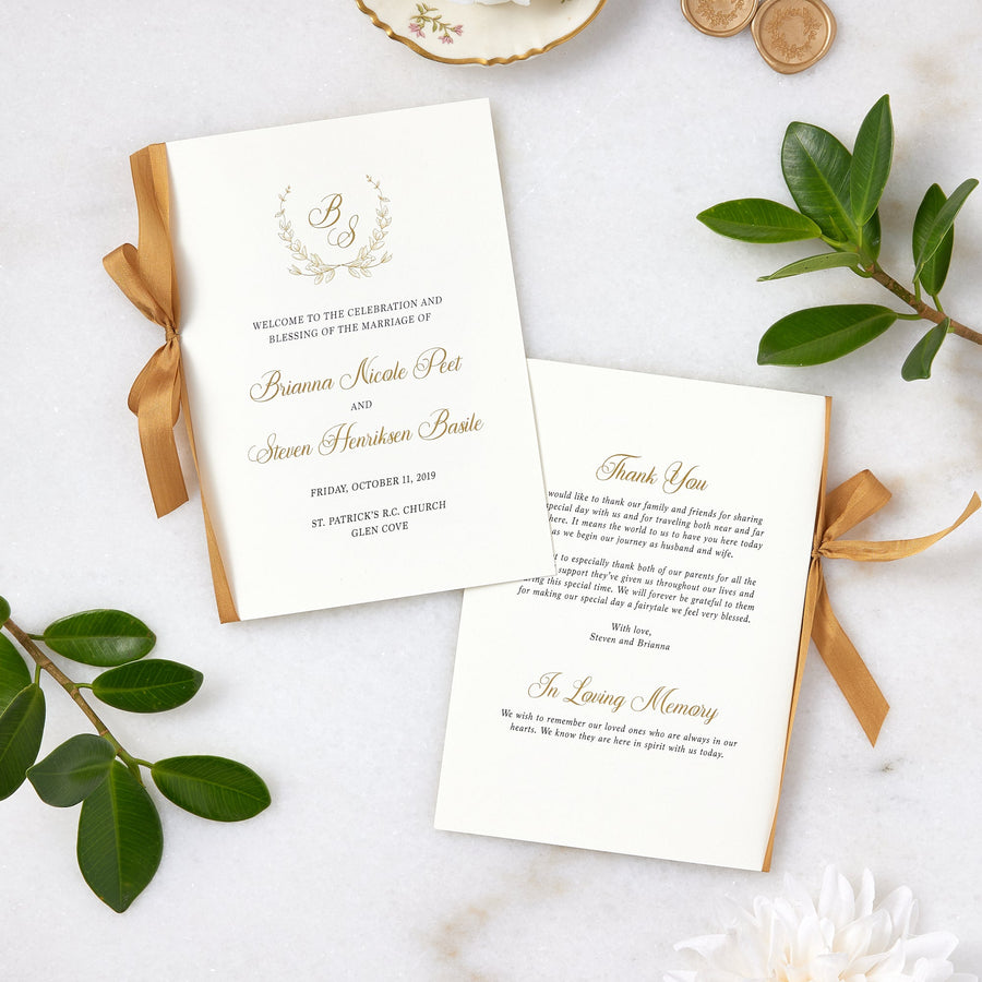 Wedding Program Booklet with Silk Ribbon Sample