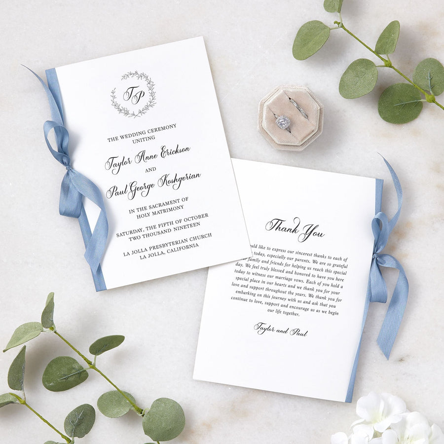 Wedding Program Booklet Sample with Silk Ribbon