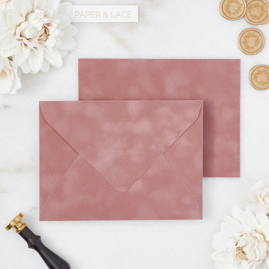 Dusty Rose Velvet Envelope