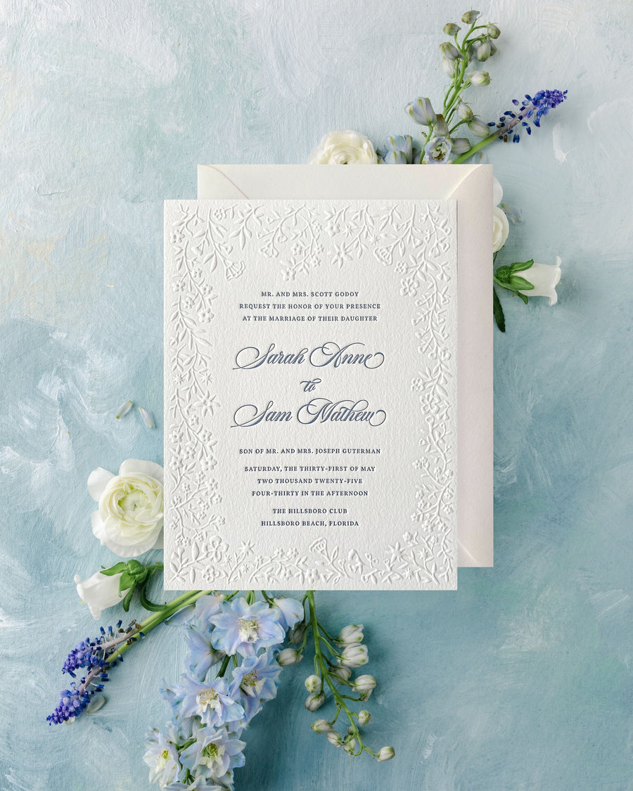 Embossed Blooms | Invitation & Envelope
