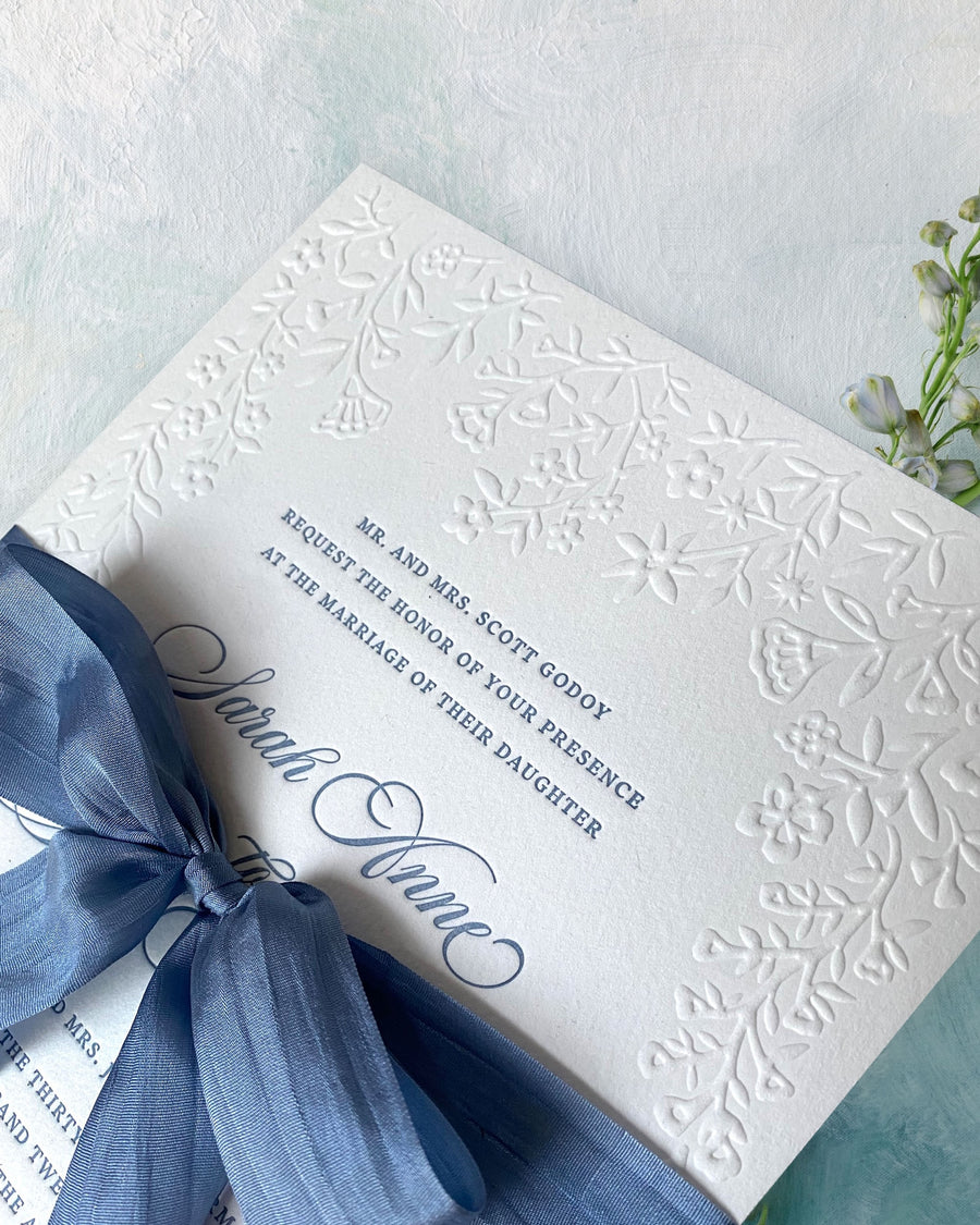 Embossed Blooms | Invitation & Envelope