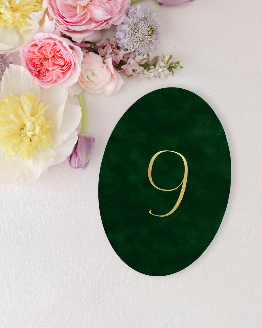 Oval Velvet Table Numbers