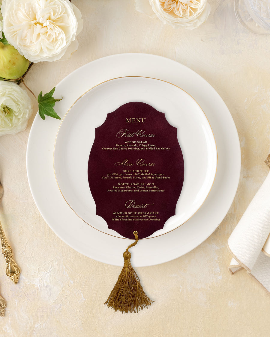 Fancy Oval Velvet Menu