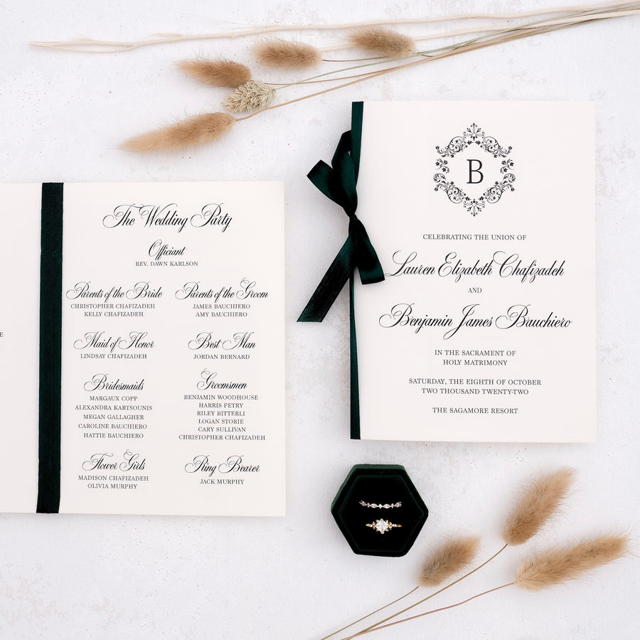 Wedding Program Ribbon Wedding Program Booklet with Silk Ribbon – PAPER & LACE