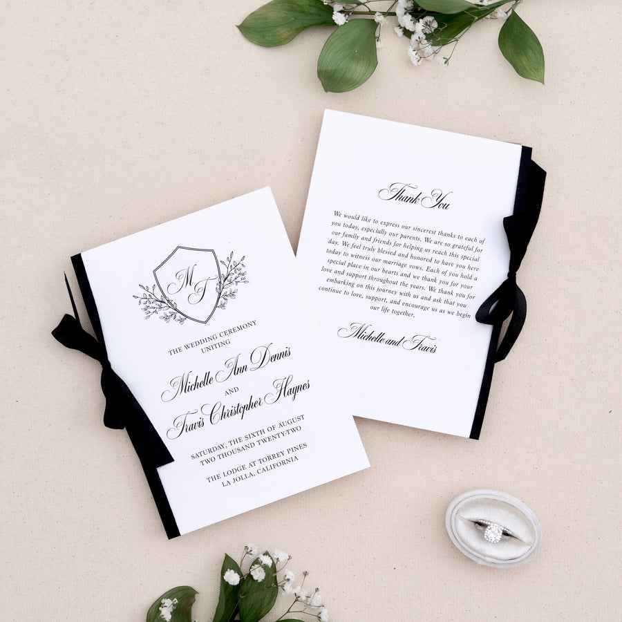 Wedding Program Booklet with Silk Ribbon – PAPER & LACE