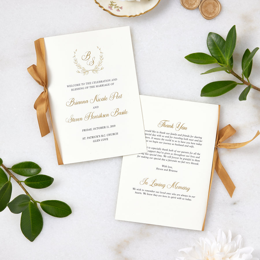 Wedding Program Ribbon Wedding Program Booklet with Silk Ribbon – PAPER & LACE